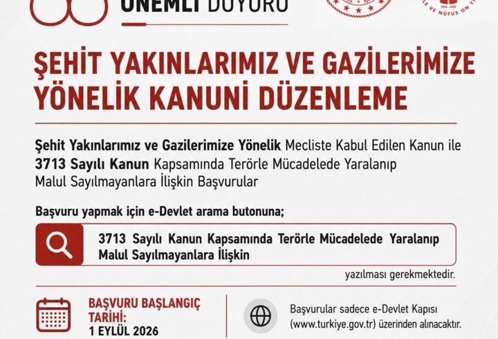 Bakan Göktaş: Terörle mücadelede malul sayılmayan vatandaşların başvuruları 1 Eylül’de başlıyor
